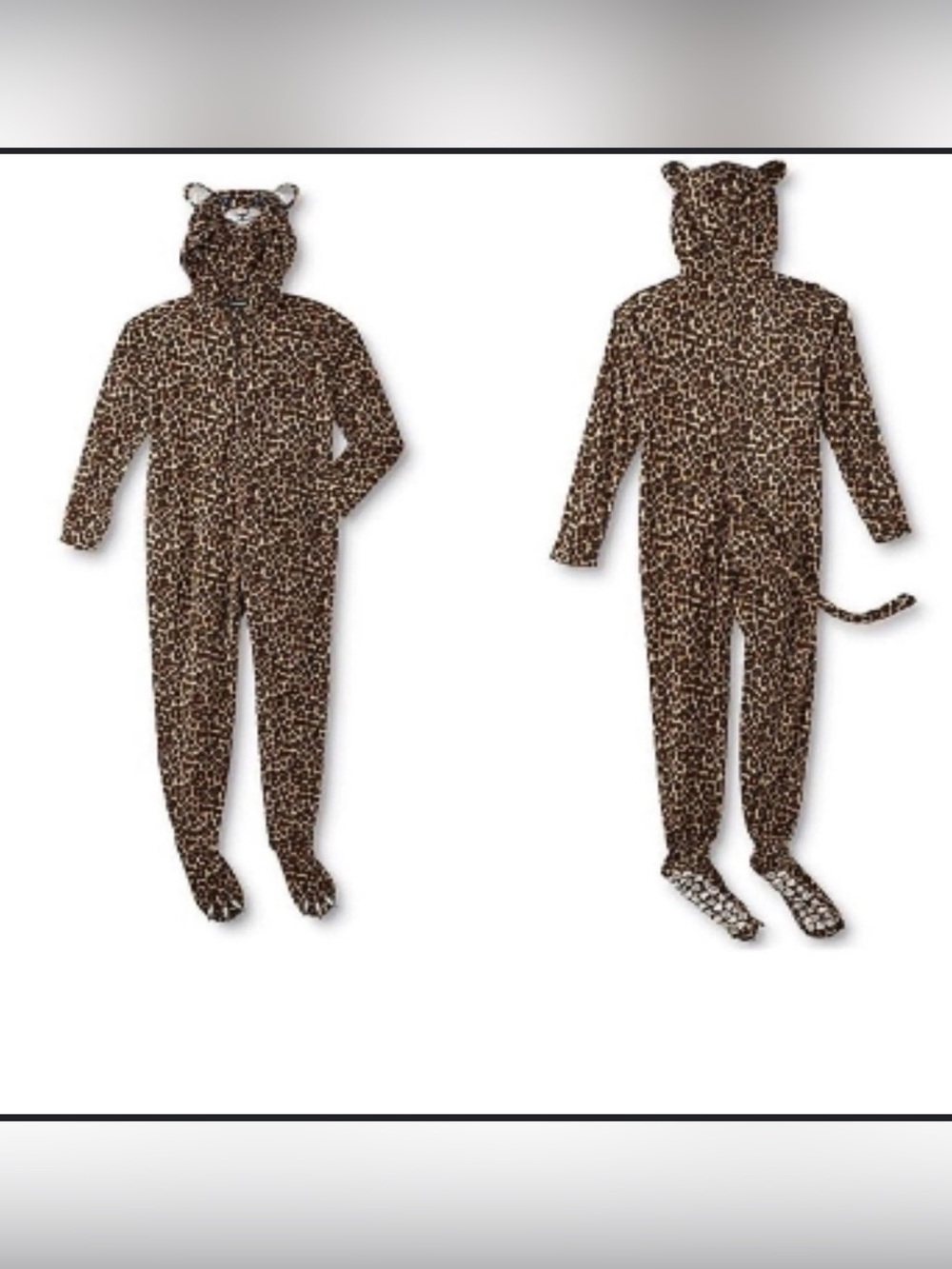Joe Boxer Woman’s Leopard Print Fleece One-Piece with Hood and Tail